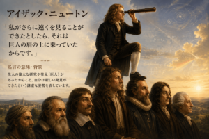 【アイザック・ニュートンの名言】「巨人の肩の上に乗っていたからです」に込められた謙虚さと感謝の心