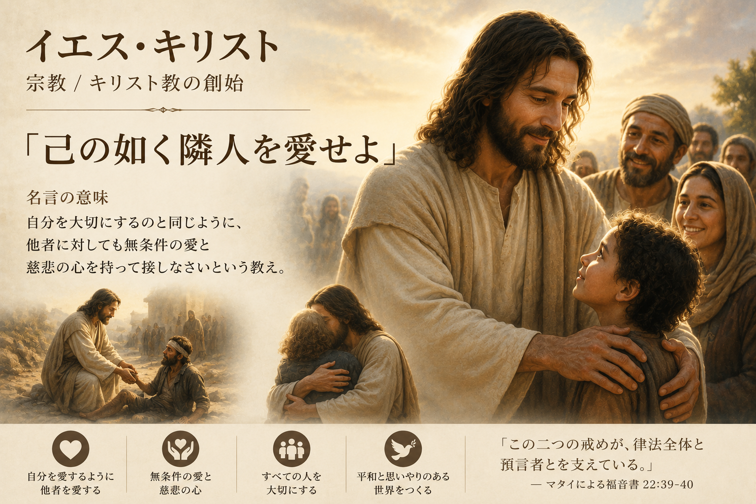 【イエス・キリストの名言】「己の如く隣人を愛せよ」の意味とは？愛と慈悲の教えを解説