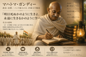 【マハトマ・ガンディーの名言】「明日死ぬかのように生きよ。永遠に生きるかのように学べ」の意味を解説